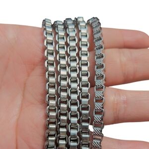 (5) Stainless Steel Box Chain Necklace 21" Lot Textured